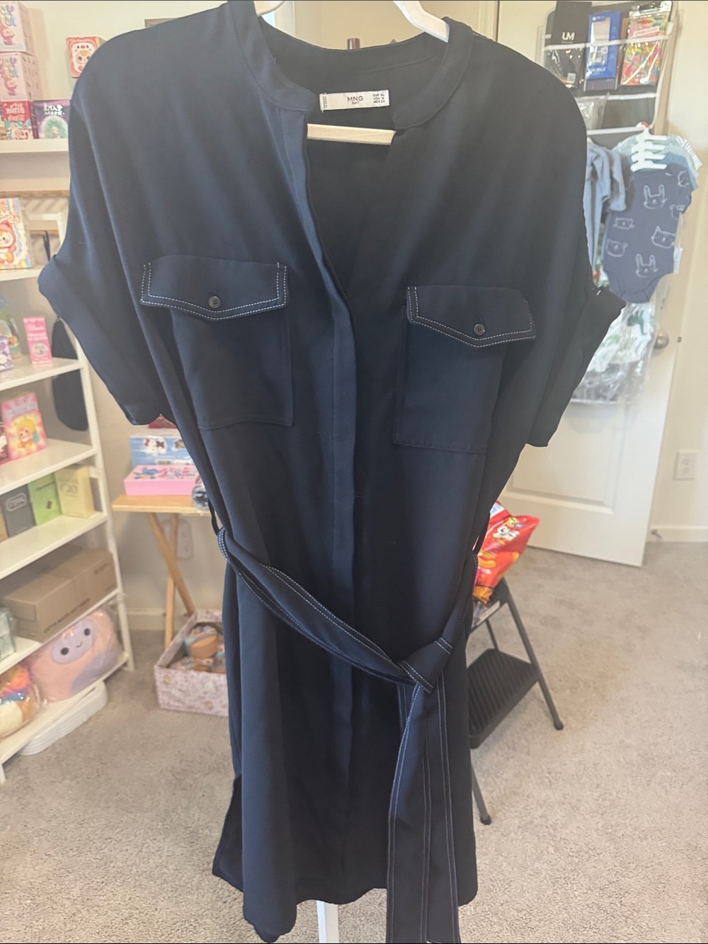 New Black MNG Dress shirt dress - Picture 6 of 7
